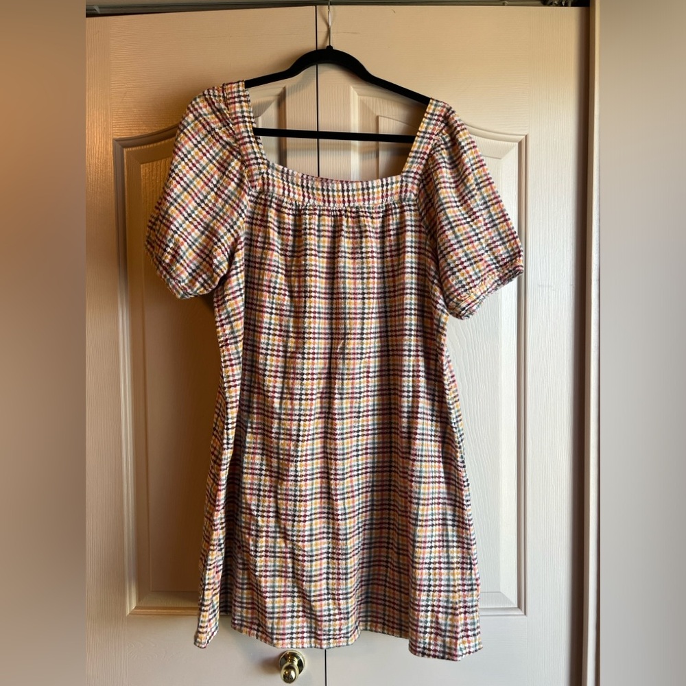 Old Navy square neck gingham plaid dress - Size L